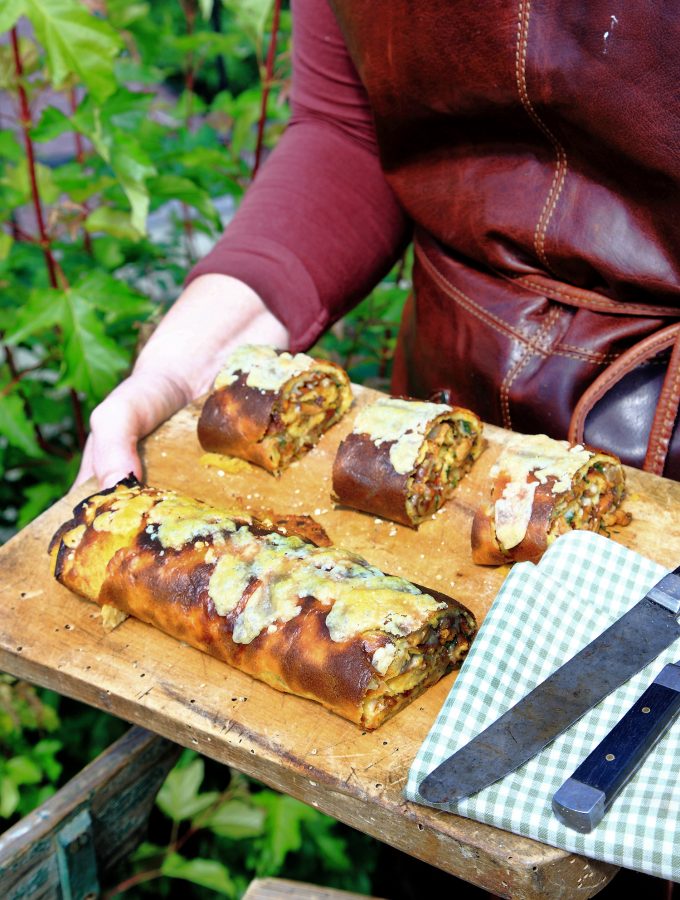 Kantarellfylld morotsrulle